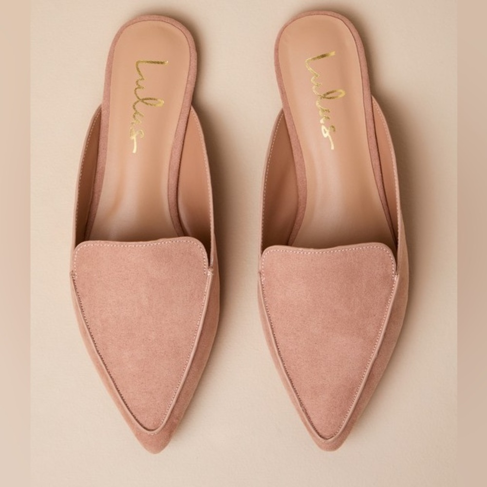Lulu's Blush Pink Pointed-Toe Suede Mules